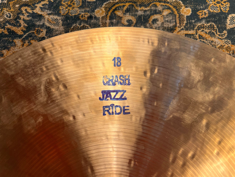 RARE Original CRESCENT Sultan Style 18” JAZZ Crash Ride Sizzle 1675 g Super DARK Versatile!