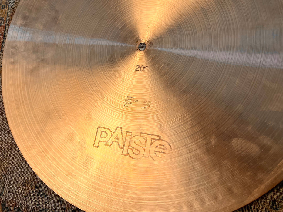 1977 Vintage Paiste 2002 Black Label FLAT RIDE 20” 2005 g GLASSY Chime-Like Controlled Definition Super CLEAN