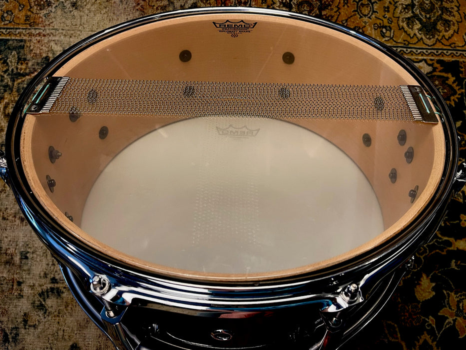 RARE MIJ Pearl ONE PIECE SOLID Maple Snare 5.5” X 14” Piano Black CUSTOM CLASSIC