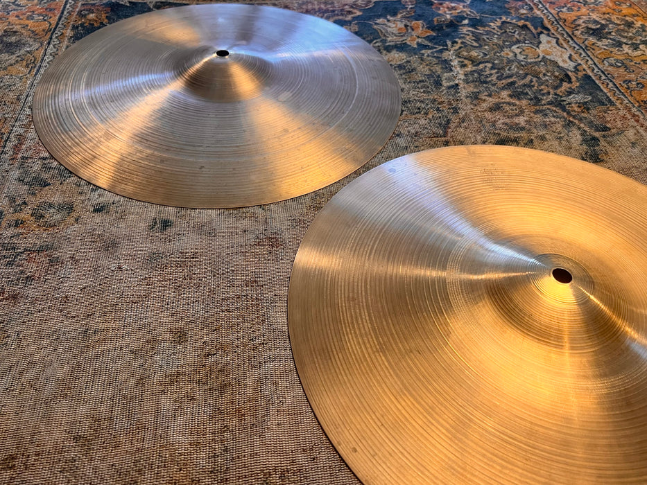 LIGHT 1960s Vintage Zildjian 14” EARLY New Beat Hihats 854 1312 g 60s FACTORY STAMPED